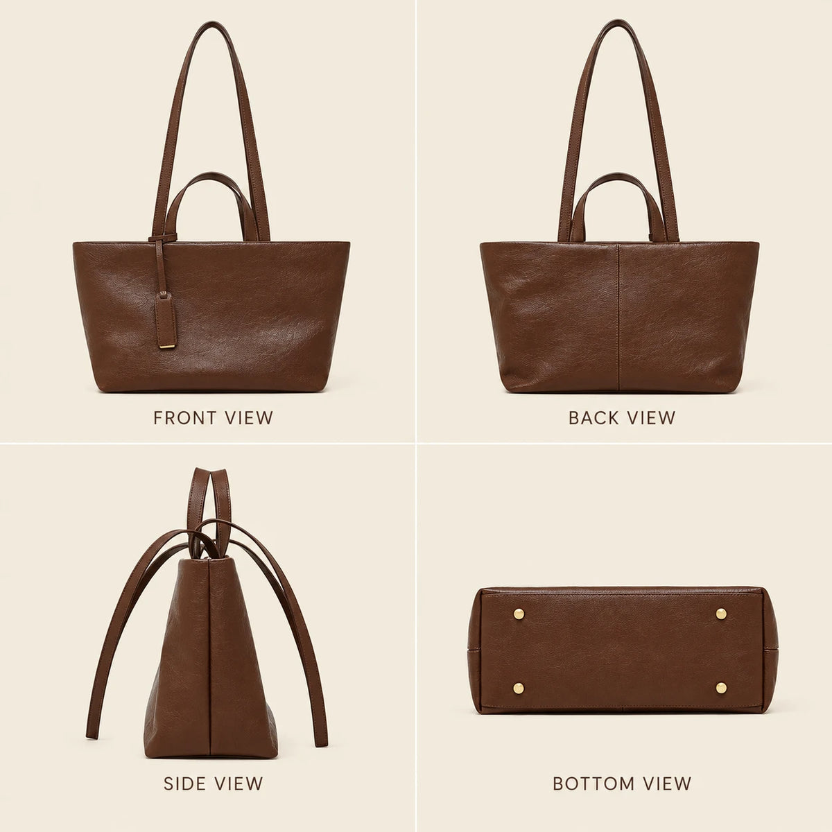 Genuine Leather Multi-Compartment Tote Bag