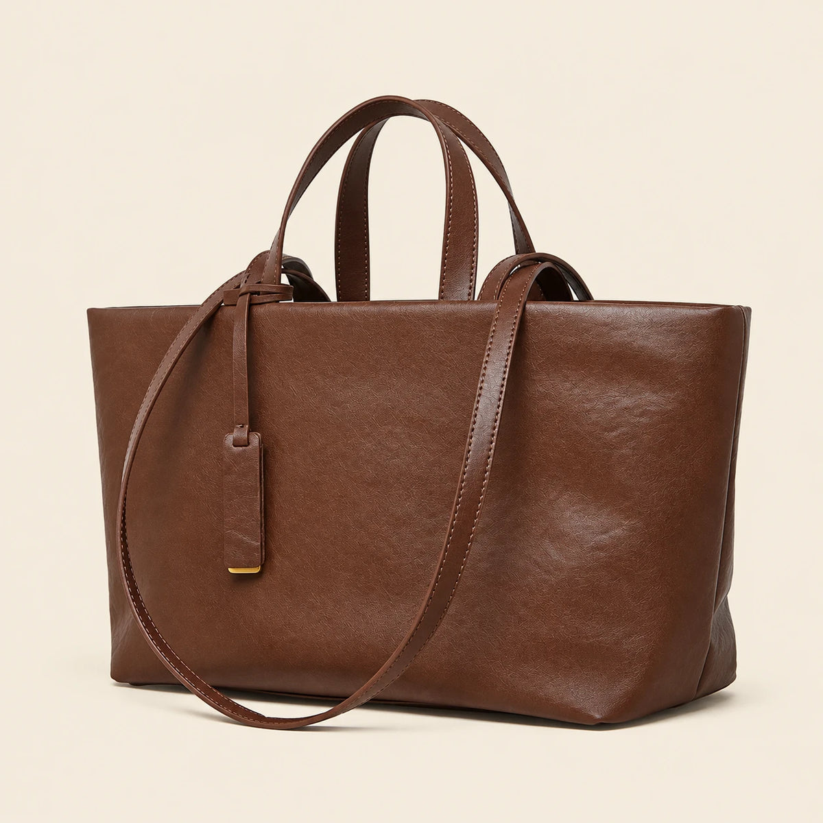 Genuine Leather Multi-Compartment Tote Bag
