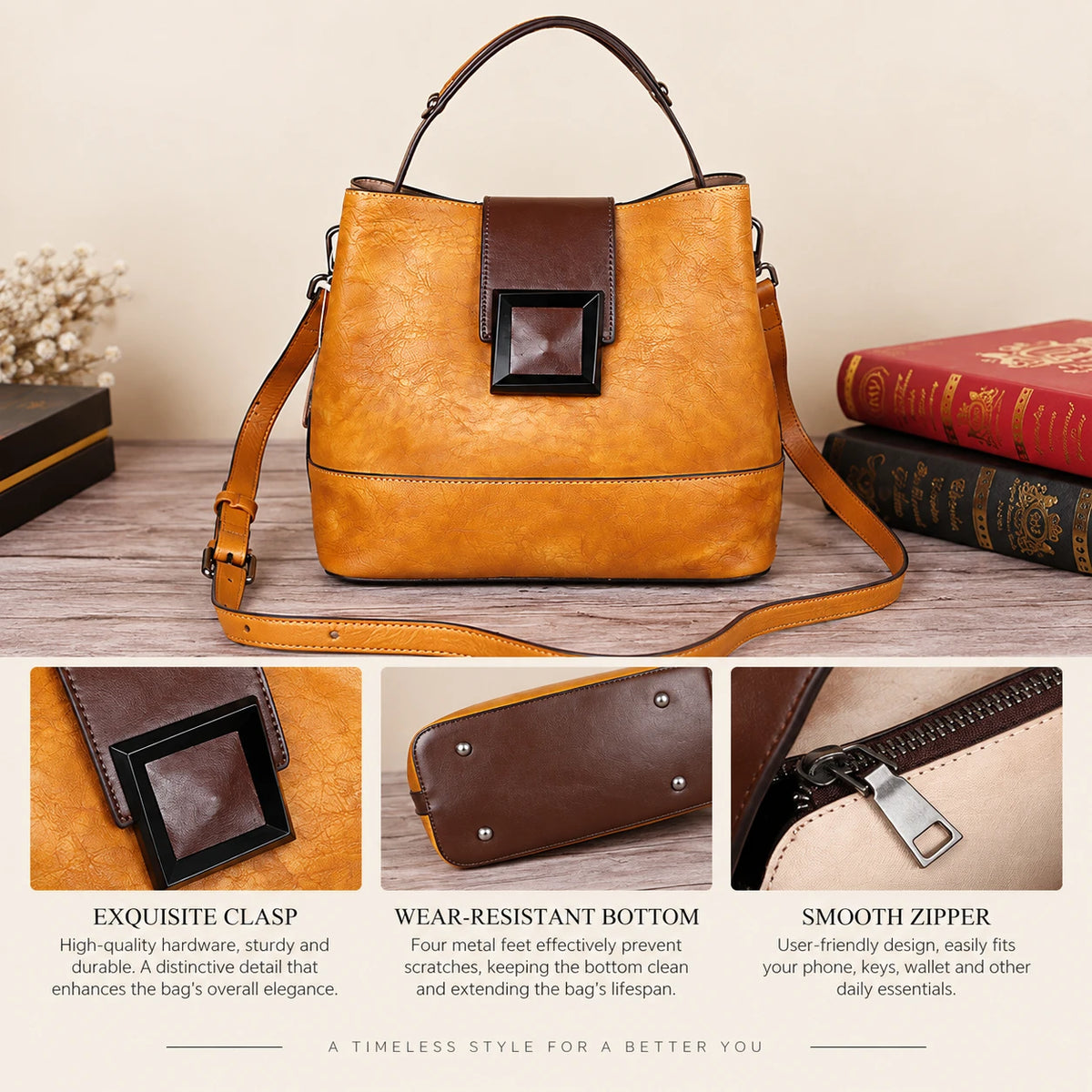 Genuine Leather 3-Way Shoulder Bag