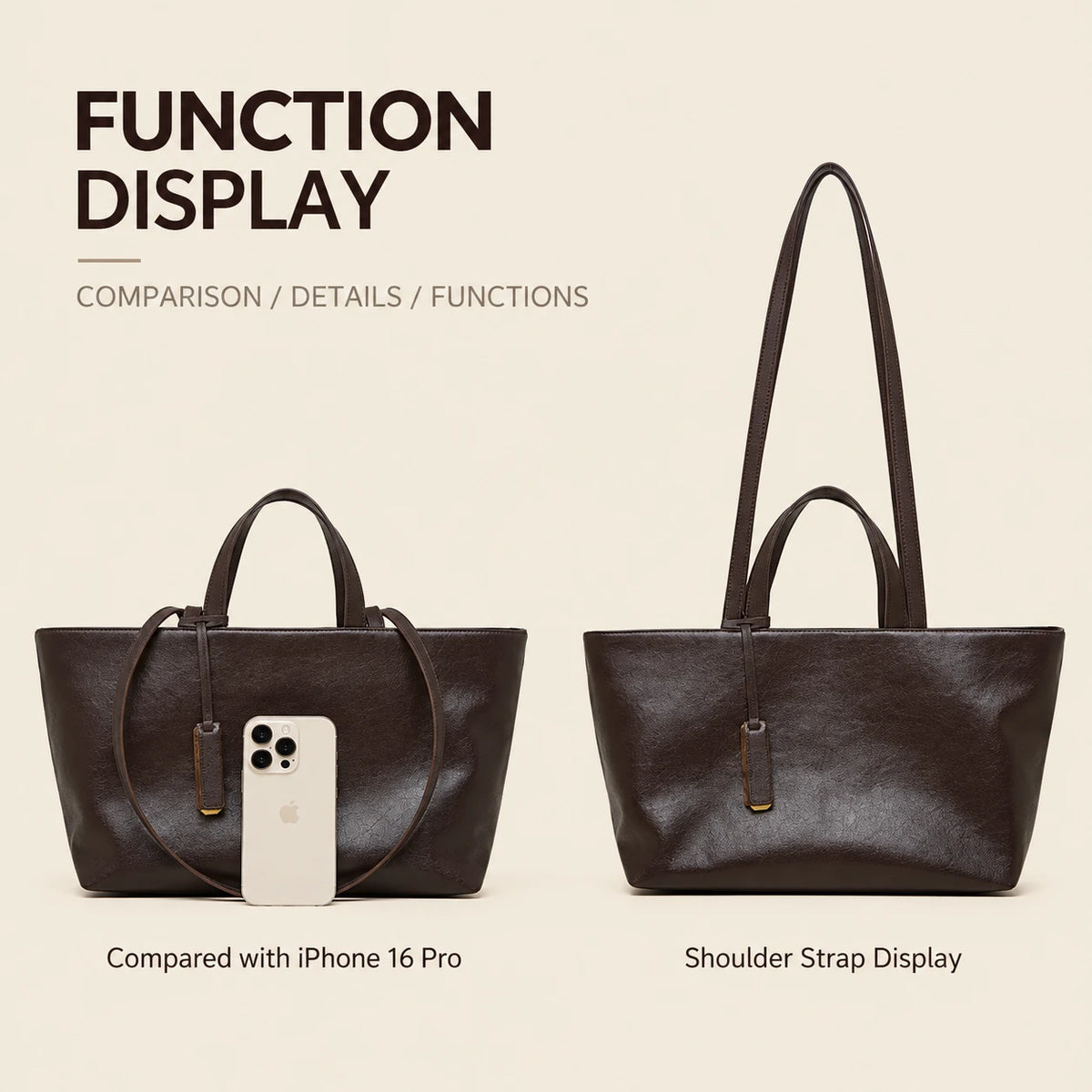 Genuine Leather Multi-Compartment Tote Bag