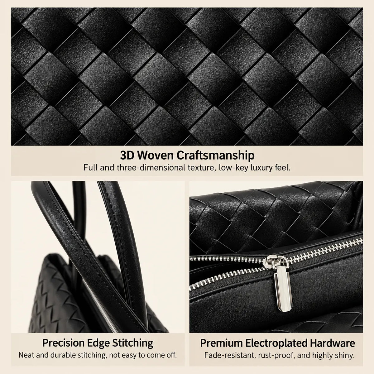 Woven Tote Bag - Spacious Everyday Shoulder Bag