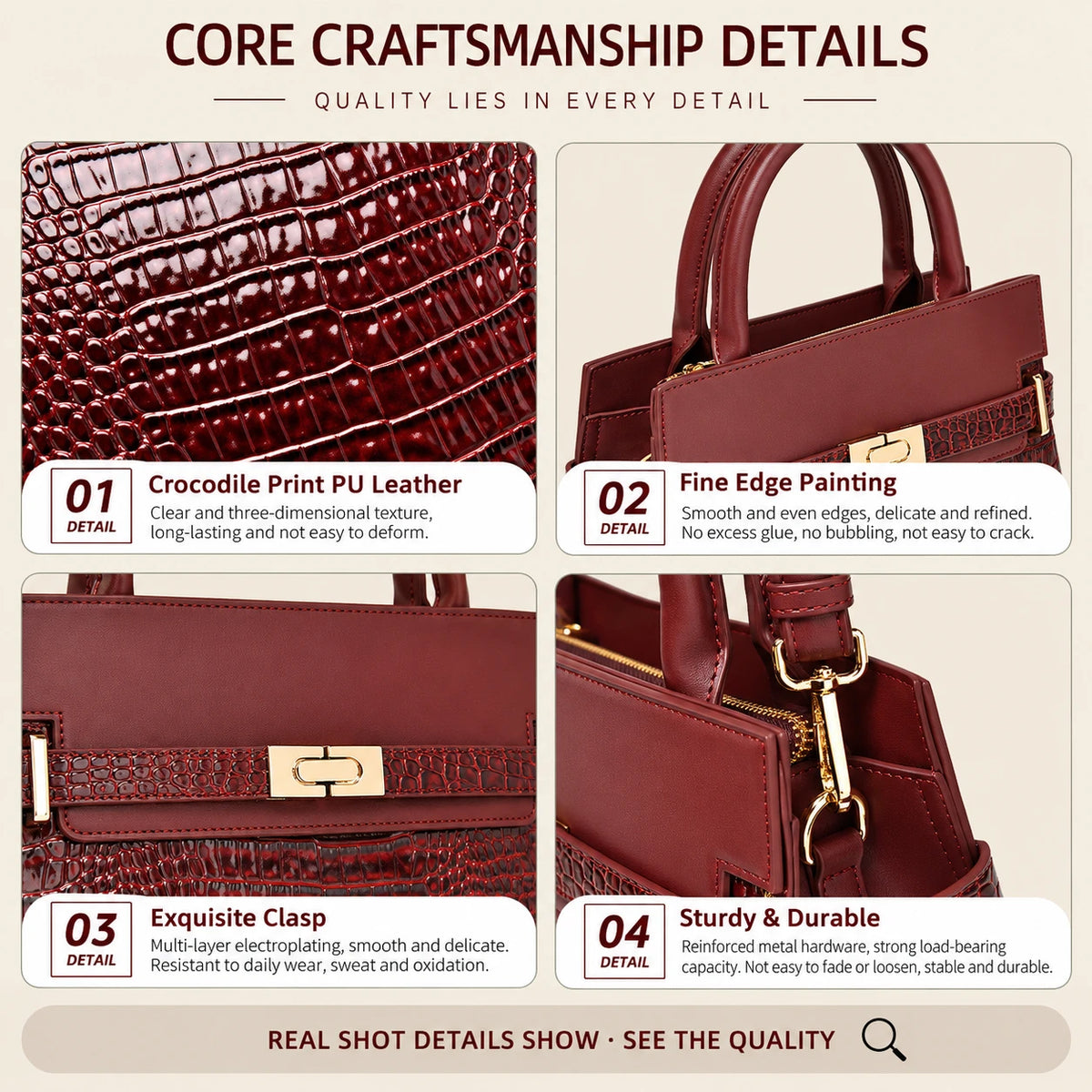 Women's Crocodile Print Tote Bag