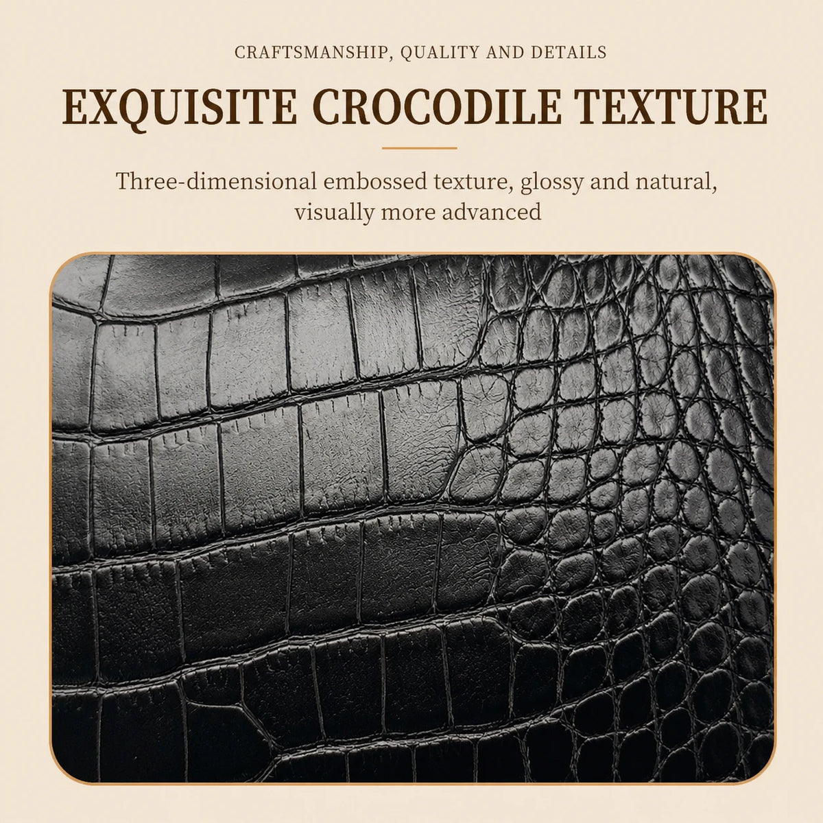Croc-Embossed Vegan Leather Makeup Bag