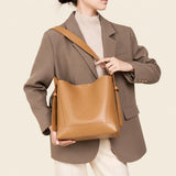 Versatile PU Leather Bucket Bag