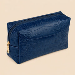 Croc-Embossed Vegan Leather Makeup Bag