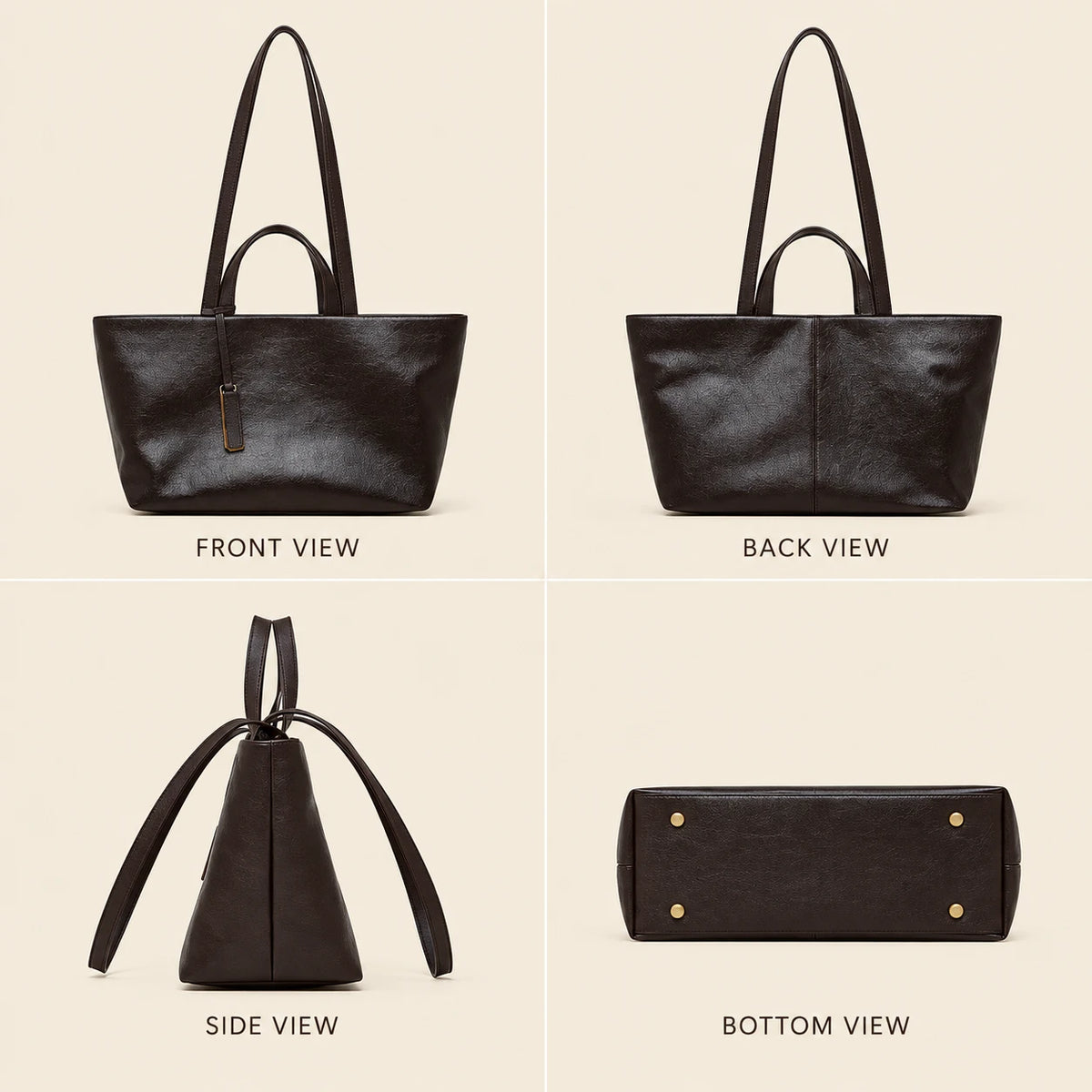 Genuine Leather Multi-Compartment Tote Bag