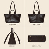 Genuine Leather Multi-Compartment Tote Bag