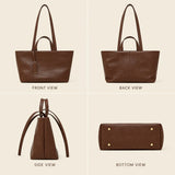 Genuine Leather Multi-Compartment Tote Bag