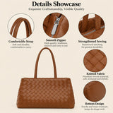 Woven Tote Bag - Spacious Everyday Shoulder Bag