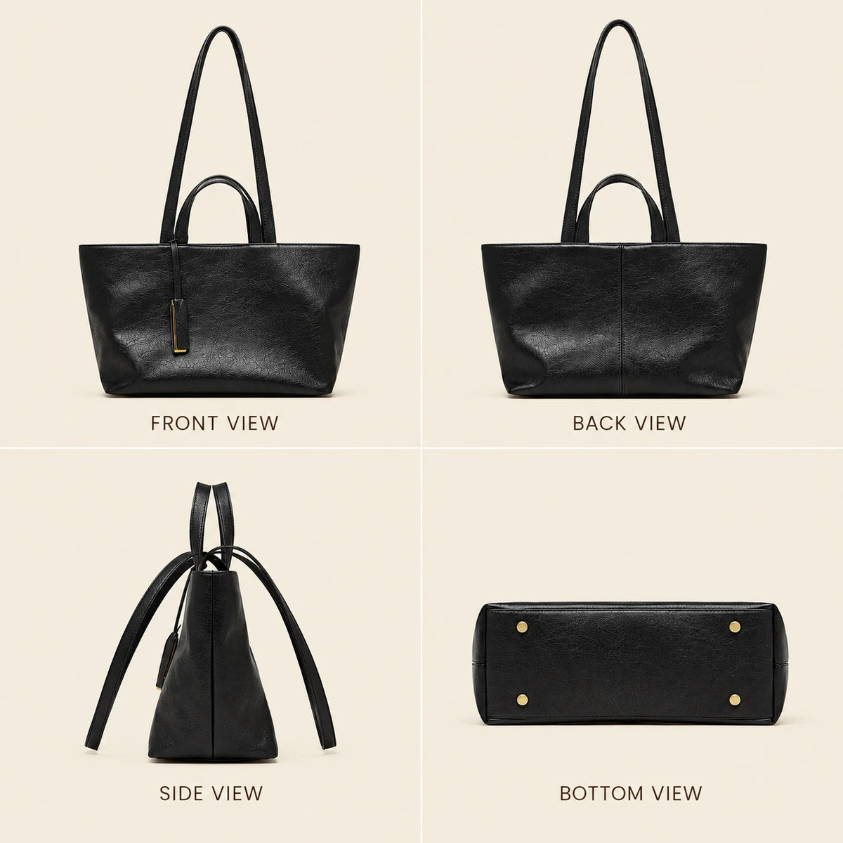 Genuine Leather Multi-Compartment Tote Bag