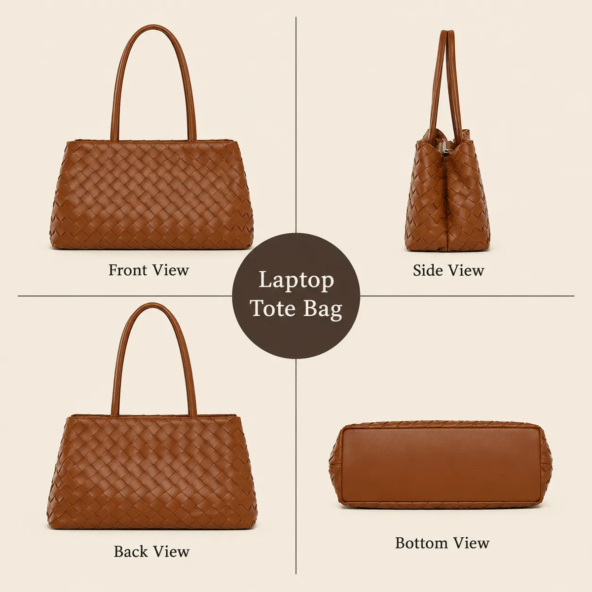 Woven Tote Bag - Spacious Everyday Shoulder Bag