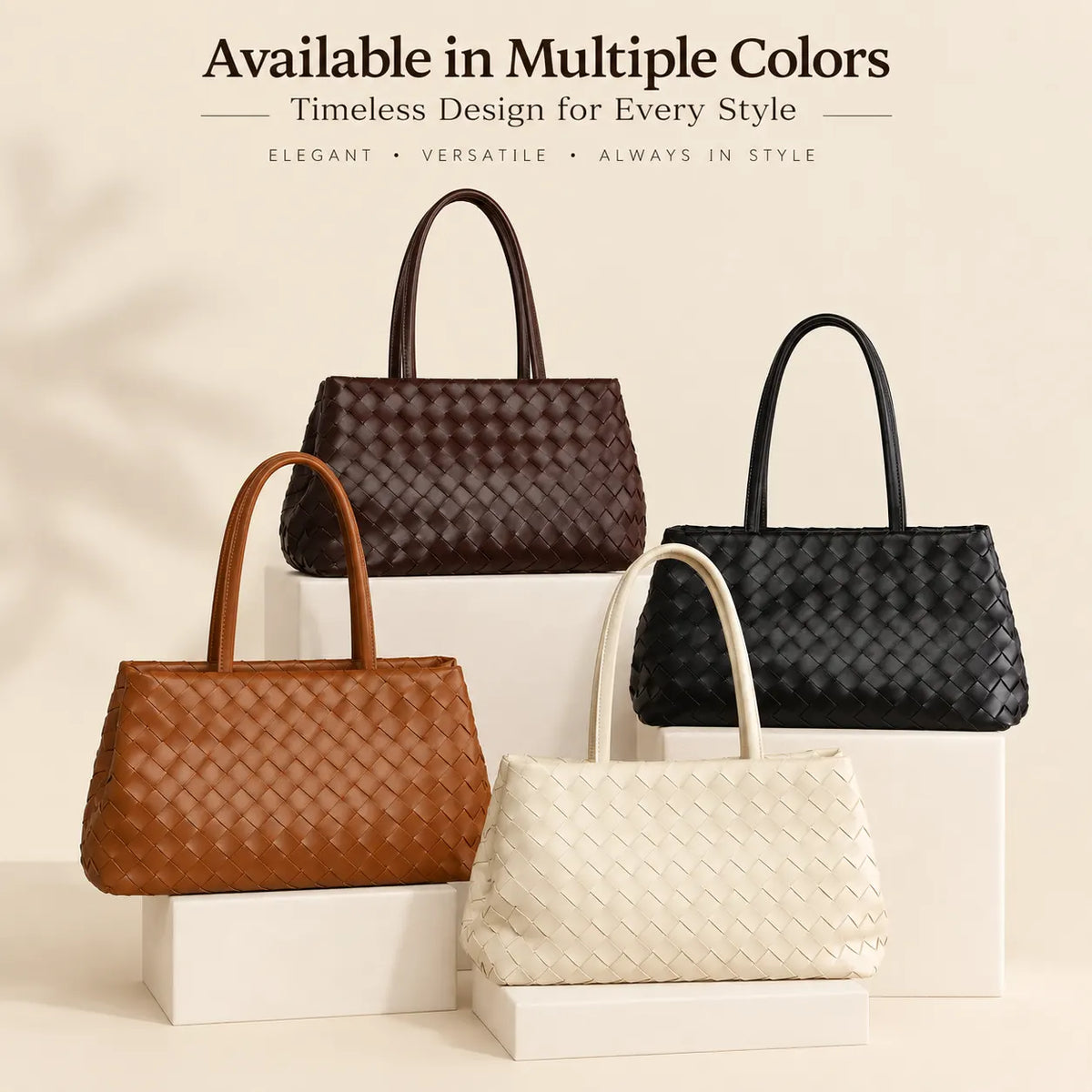 Woven Tote Bag - Spacious Everyday Shoulder Bag