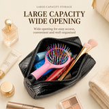 Croc-Embossed Vegan Leather Makeup Bag
