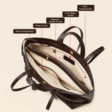 Genuine Leather Multi-Compartment Tote Bag
