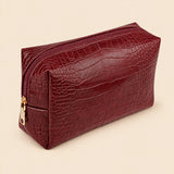 Croc-Embossed Vegan Leather Makeup Bag