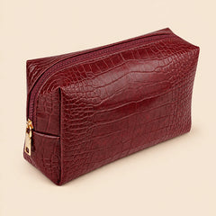 Croc-Embossed Vegan Leather Makeup Bag