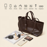Genuine Leather Multi-Compartment Tote Bag