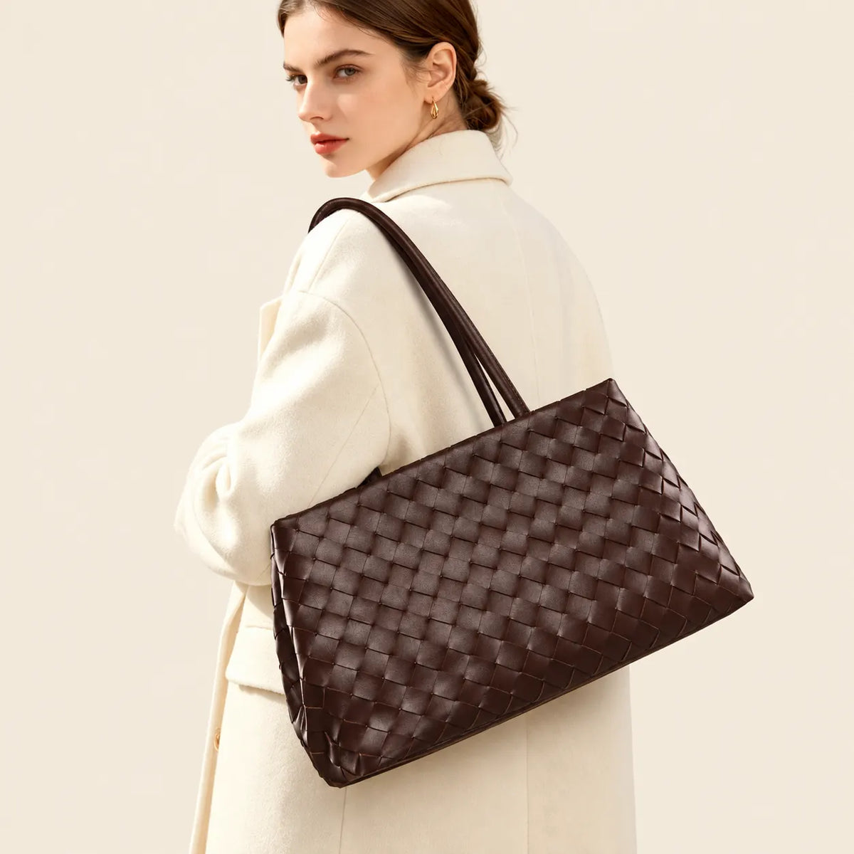 Woven Tote Bag - Spacious Everyday Shoulder Bag