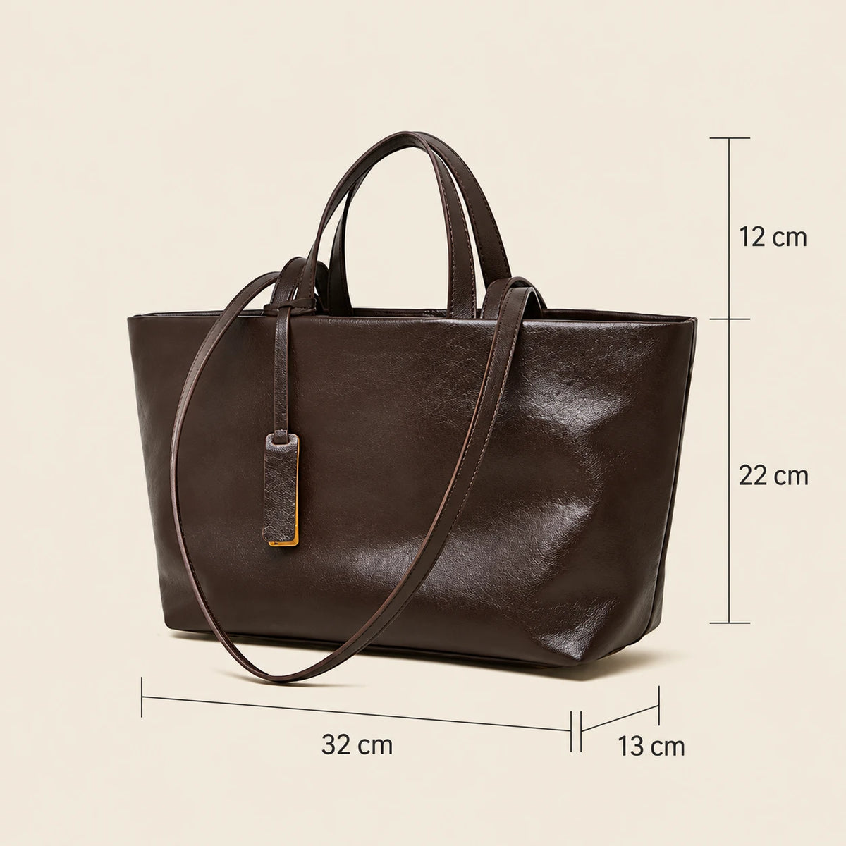 Genuine Leather Multi-Compartment Tote Bag