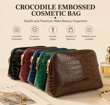 Croc-Embossed Vegan Leather Makeup Bag