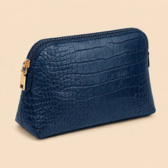 Croc-Embossed Vegan Leather Makeup Bag