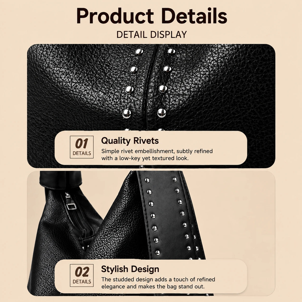 Studded Leather Tote Bag