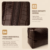 Croc-Embossed Vegan Leather Makeup Bag