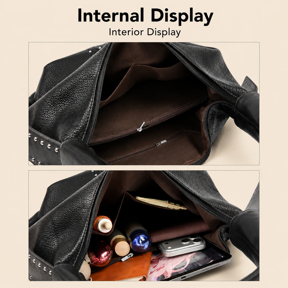 Studded Leather Tote Bag