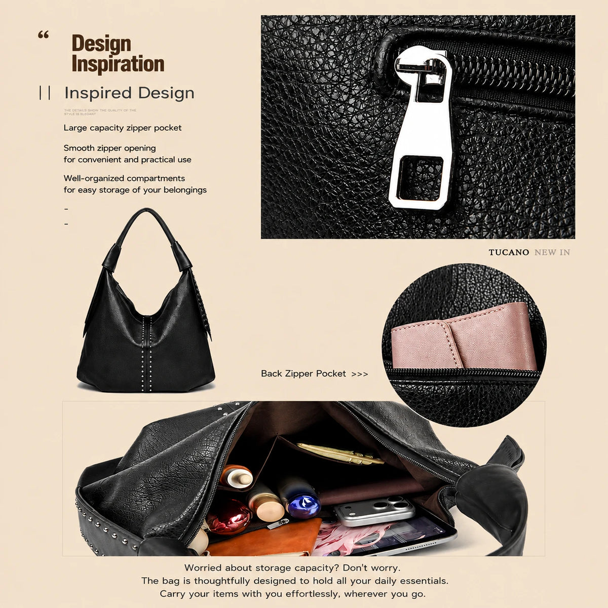 Studded Leather Tote Bag