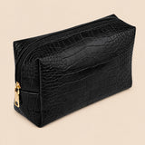 Croc-Embossed Vegan Leather Makeup Bag
