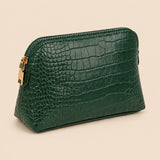 Croc-Embossed Vegan Leather Makeup Bag