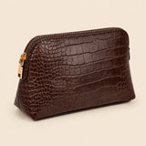 Croc-Embossed Vegan Leather Makeup Bag