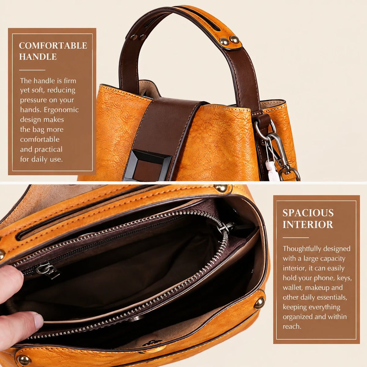 Genuine Leather 3-Way Shoulder Bag