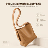 Versatile PU Leather Bucket Bag