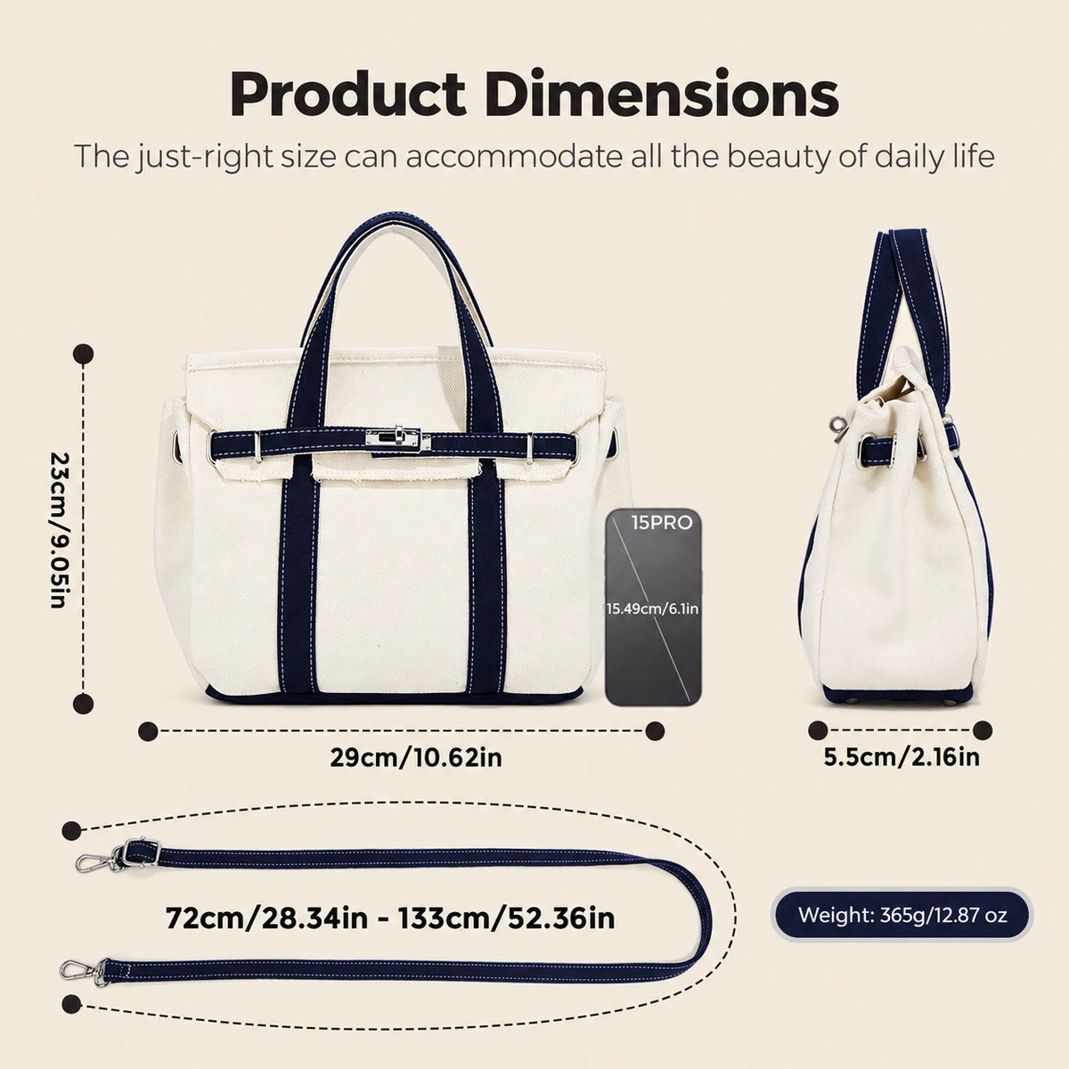 Contrast-colored Canvas Crossbody Bag
