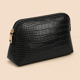 Croc-Embossed Vegan Leather Makeup Bag
